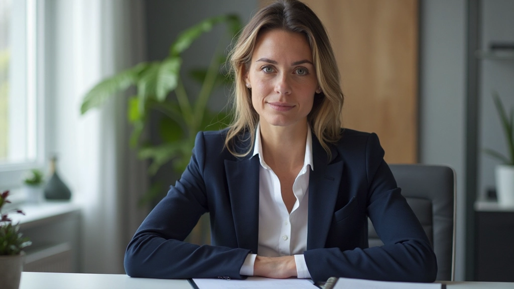 Profesionálny portrét sebavedomej ženy v kancelárskom prostredí s prírodným osvetlením